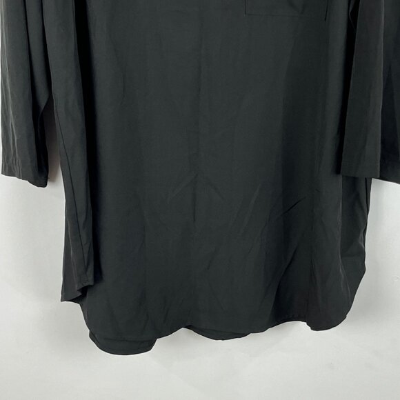 Shein Curve Top Blouse Size 4XL Black 3/4 Sleeve V Neck Band Collar Pocket - Picture 4 of 9